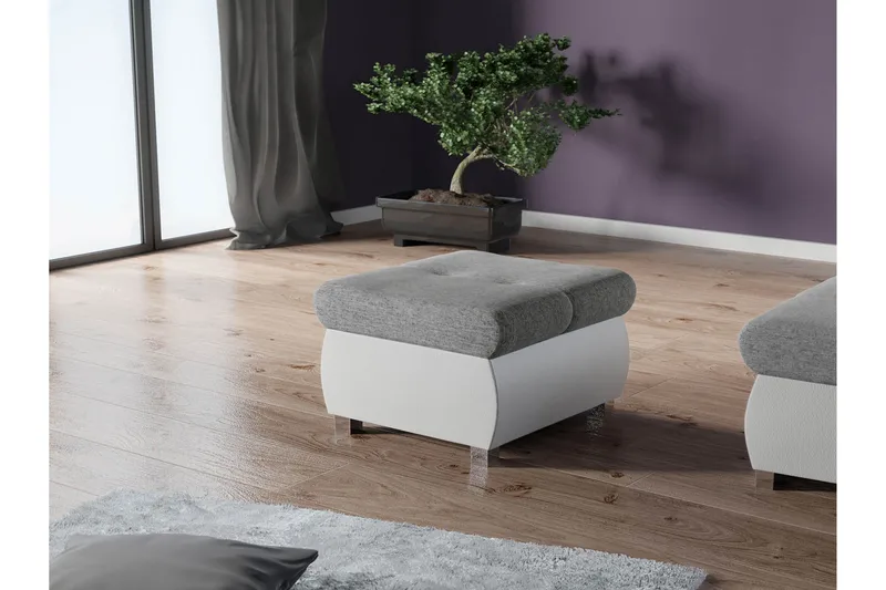 Cerys Fotpall 60 cm - Vit/Grå - Möbler - Vardagsrum - Stolar & sittmöbler - Pallar - Fotpall