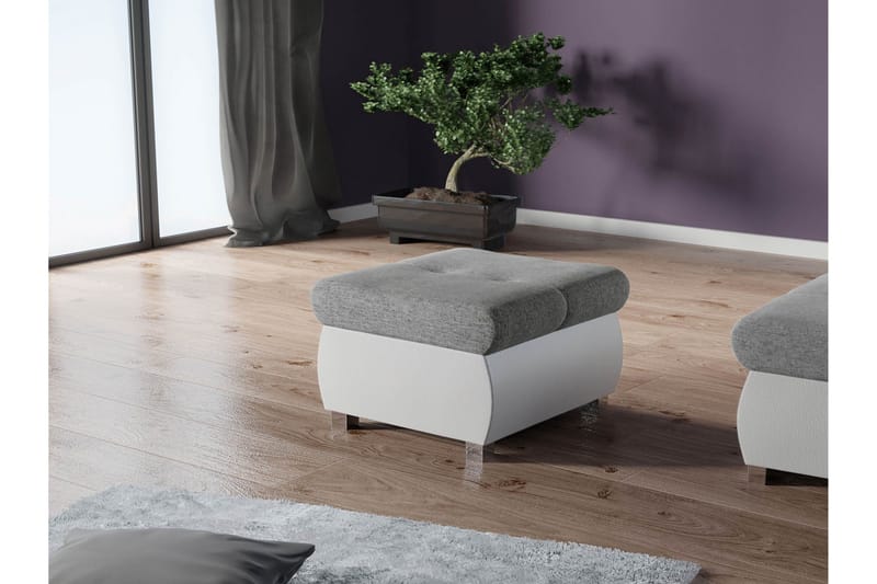 Cerys Fotpall 60 cm - Vit/Grå - Möbler - Vardagsrum - Stolar & sittmöbler - Pallar - Fotpall