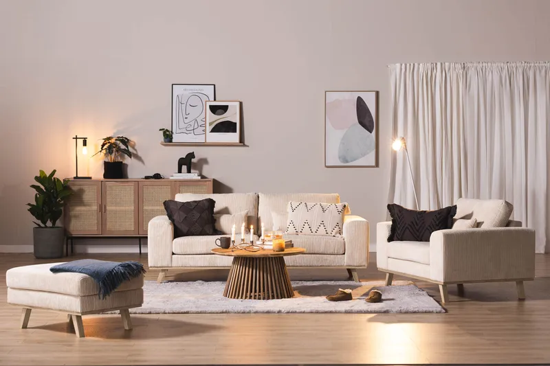 Copenhagen Fotpall Manchester - Beige - Möbler - Vardagsrum - Stolar & sittmöbler - Pallar - Fotpall