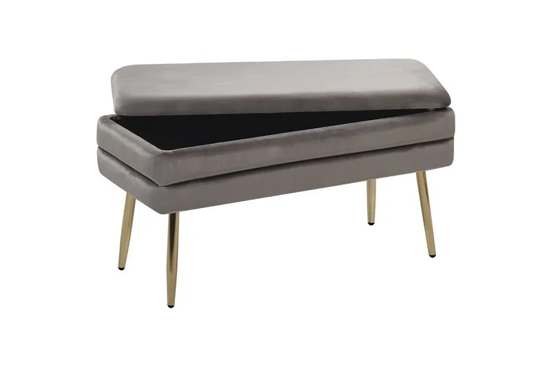 Förvaringsbänk Durham Grå - Grå - Möbler - Vardagsrum - Stolar & sittmöbler - Pallar - Fotpall