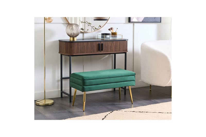 Förvaringsbänk Durham Grön/guld - Grön/guld - Möbler - Vardagsrum - Stolar & sittmöbler - Pallar - Fotpall