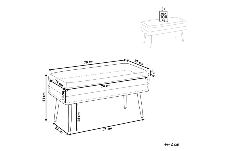 Förvaringsbänk Durham Grön/guld - Grön/guld - Möbler - Vardagsrum - Stolar & sittmöbler - Pallar - Fotpall