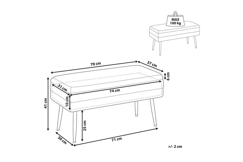 Förvaringsbänk Durham Rosa - Rosa - Möbler - Vardagsrum - Stolar & sittmöbler - Pallar - Fotpall