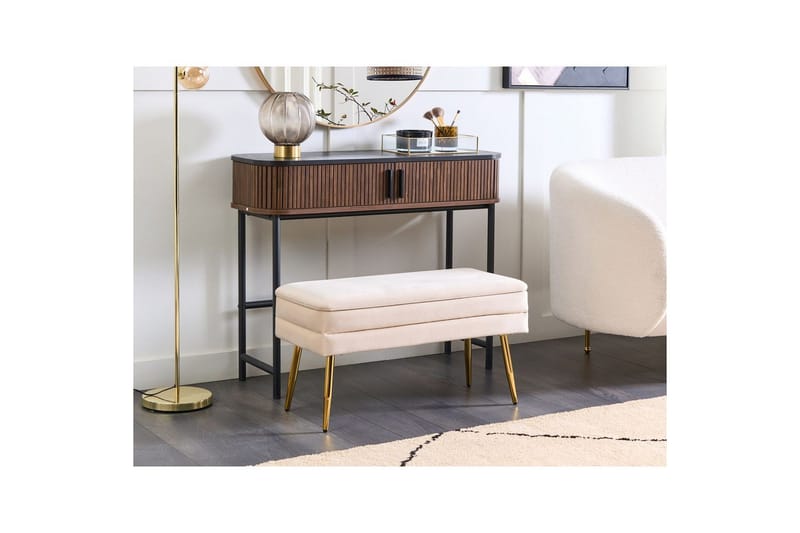 Förvaringsbänk Durham Vitt/guld - Vitt/guld - Möbler - Vardagsrum - Stolar & sittmöbler - Pallar - Fotpall