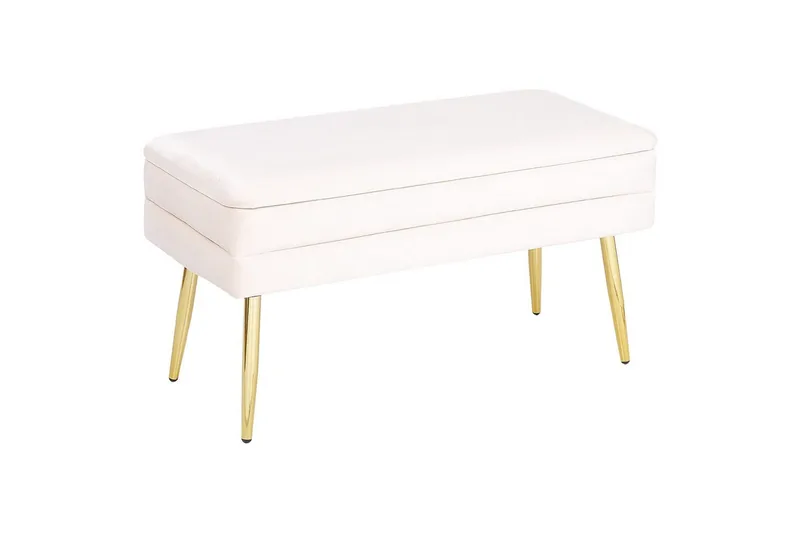 Förvaringsbänk Durham Vitt/guld, Vitt/guld