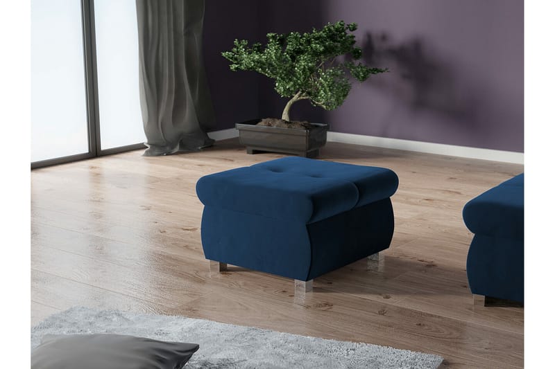 Cerys Fotpall 60 cm - Blå - Möbler - Vardagsrum - Stolar & sittmöbler - Pallar - Fotpall