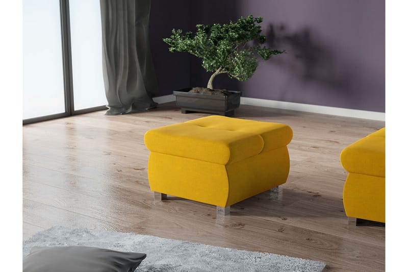 Cerys Fotpall 60 cm - Gul - Möbler - Vardagsrum - Stolar & sittmöbler - Pallar - Fotpall