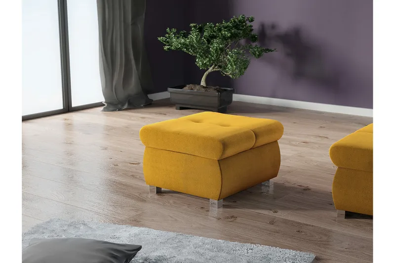 Cerys Fotpall 60 cm - Gul - Möbler - Vardagsrum - Stolar & sittmöbler - Pallar - Fotpall