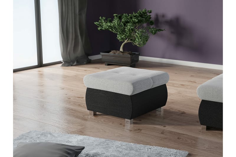 Cerys Fotpall 60 cm Svart/Grå - Möbler - Vardagsrum - Stolar & sittmöbler - Pallar - Fotpall