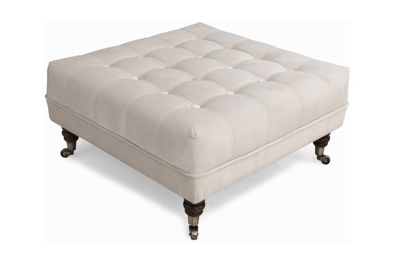 CHESTERFIELD DELUXE Fotpall Fyrkantig 70 Sammet Beige - Fotpall