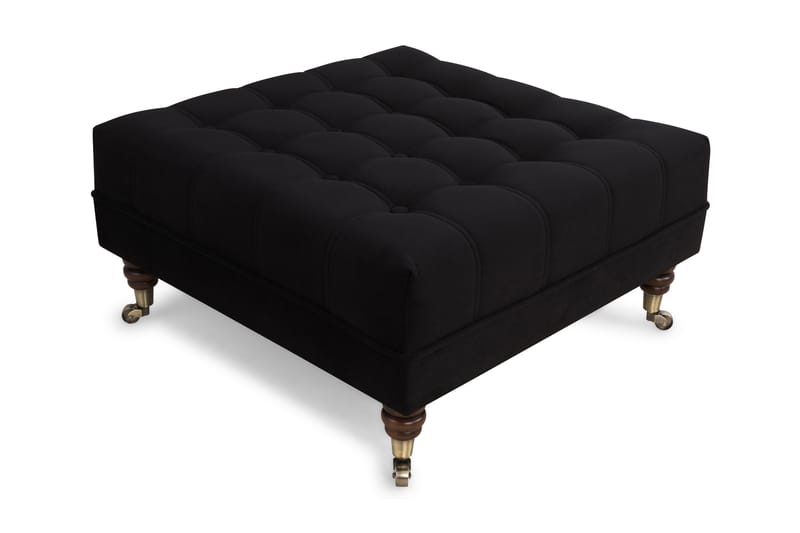 CHESTERFIELD DELUXE Fotpall Fyrkantig 70 Sammet Svart - Fotpall