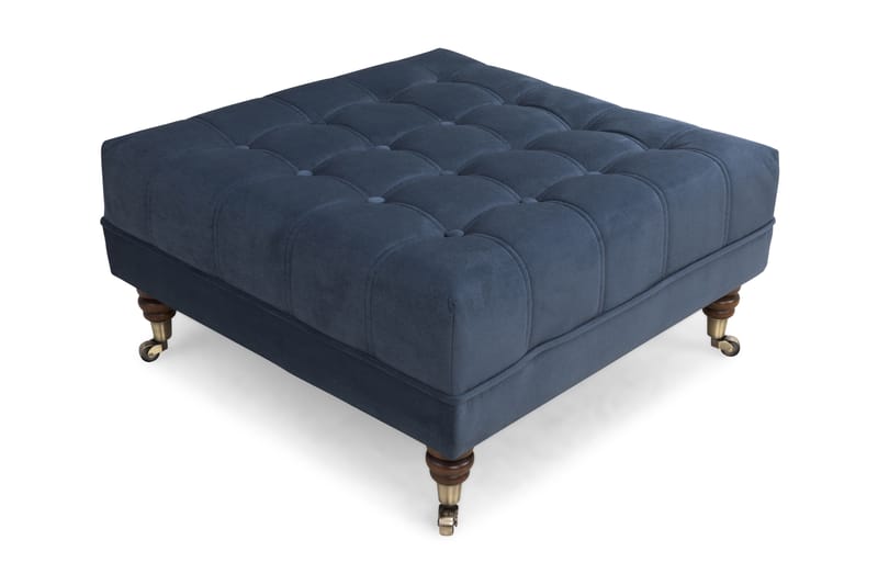 CHESTERFIELD DELUXE Fotpall Fyrkantig 70 Sammet Petrolblå - Möbler - Vardagsrum - Stolar & sittmöbler - Pallar - Fotpall