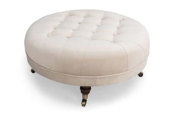 CHESTERFIELD DELUXE Fotpall Rund 80 Sammet Beige