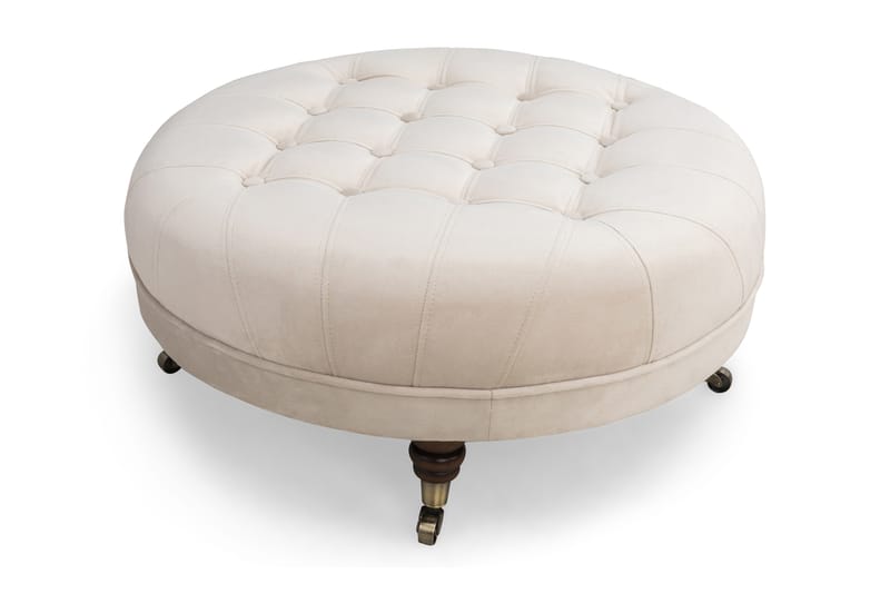 CHESTERFIELD DELUXE Fotpall Rund 80 Sammet Beige - Fotpall