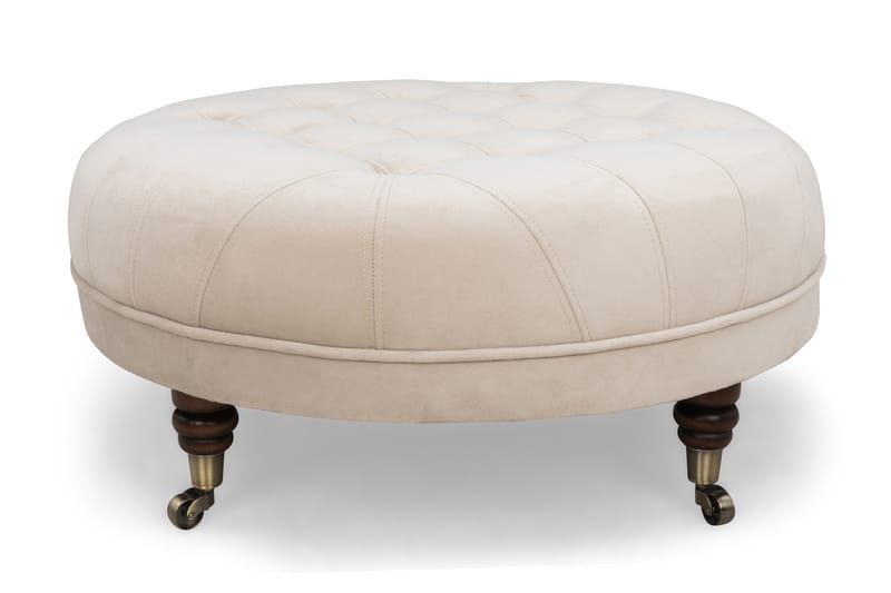 CHESTERFIELD DELUXE Fotpall Rund 80 Sammet Beige - Möbler - Vardagsrum - Stolar & sittmöbler - Pallar - Fotpall