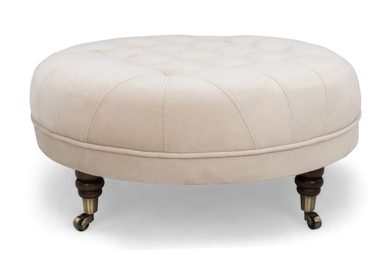 CHESTERFIELD DELUXE Fotpall Rund 80 Sammet Beige - Fotpall