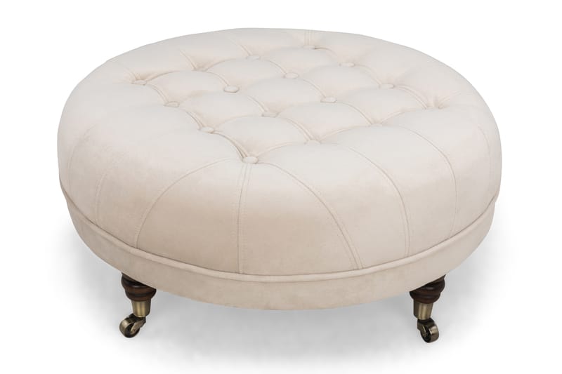 CHESTERFIELD DELUXE Fotpall Rund 80 Sammet Beige - Fotpall