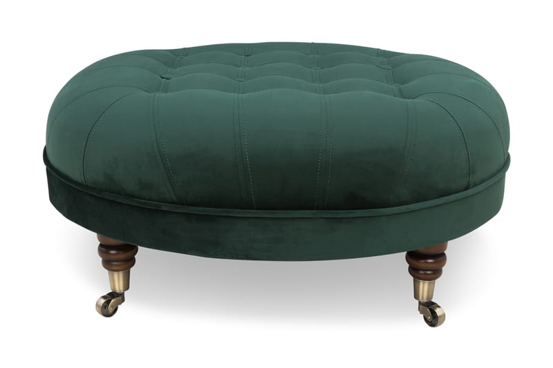 CHESTERFIELD DELUXE Fotpall Rund 80 Sammet Mörkgrön - Möbler - Vardagsrum - Stolar & sittmöbler - Pallar - Fotpall