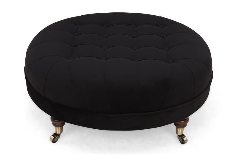 CHESTERFIELD DELUXE Fotpall Rund 80 Sammet Svart - Möbler - Vardagsrum - Stolar & sittmöbler - Pallar - Fotpall