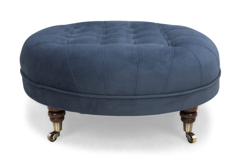 CHESTERFIELD DELUXE Fotpall Rund 80 Sammet Petrolblå - Möbler - Vardagsrum - Stolar & sittmöbler - Pallar - Fotpall