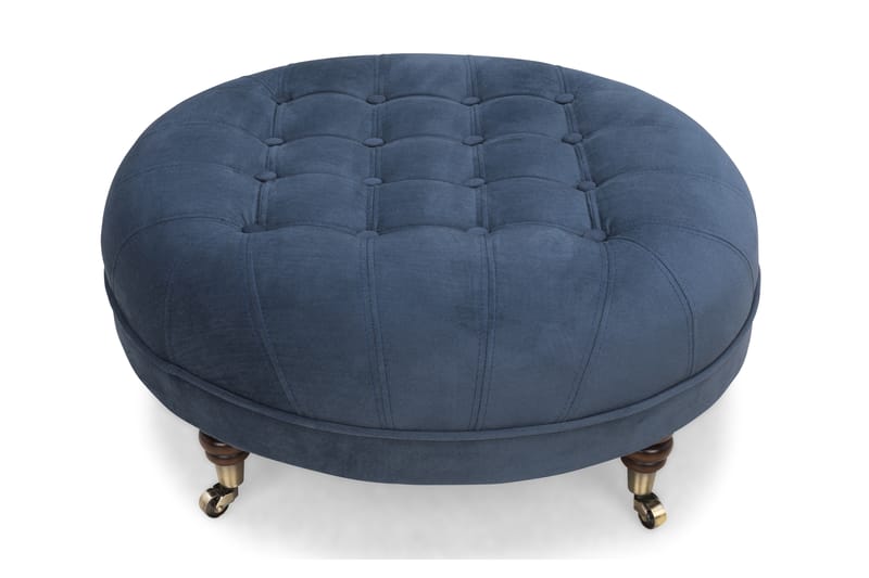 CHESTERFIELD DELUXE Fotpall Rund 80 Sammet Petrolblå - Möbler - Vardagsrum - Stolar & sittmöbler - Pallar - Fotpall