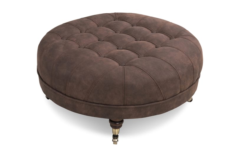 CHESTERFIELD DELUXE Fotpall Rund 80 Vintage Mörkbrun - Möbler - Vardagsrum - Stolar & sittmöbler - Pallar - Fotpall