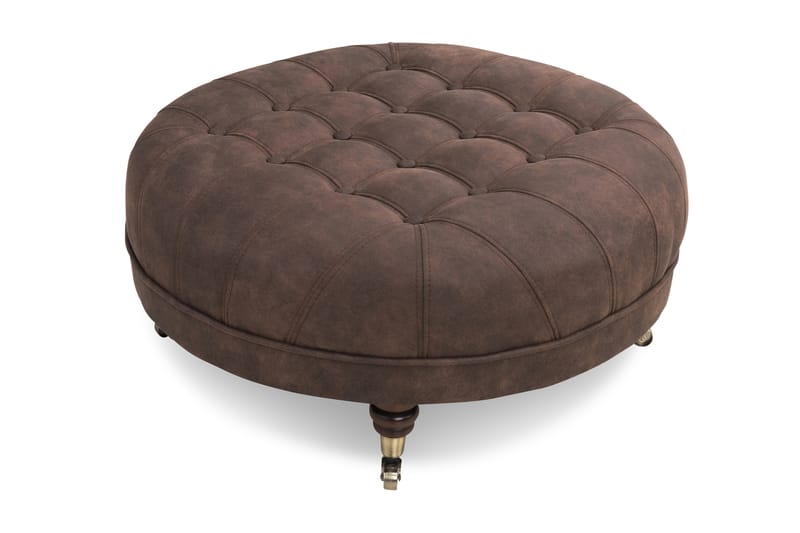 CHESTERFIELD DELUXE Fotpall Rund 80 Vintage Mörkbrun - Fotpall