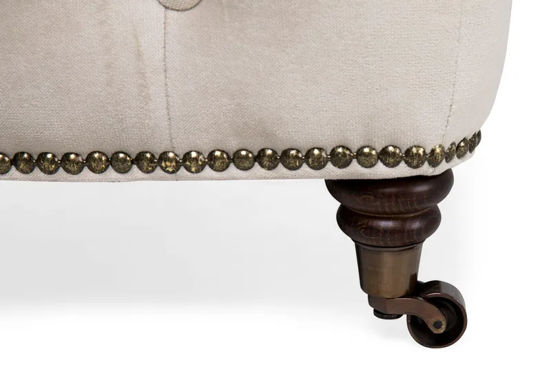 Chesterfield Deluxe Fotpall Sammet - Beige - Möbler - Vardagsrum - Stolar & sittmöbler - Pallar - Fotpall