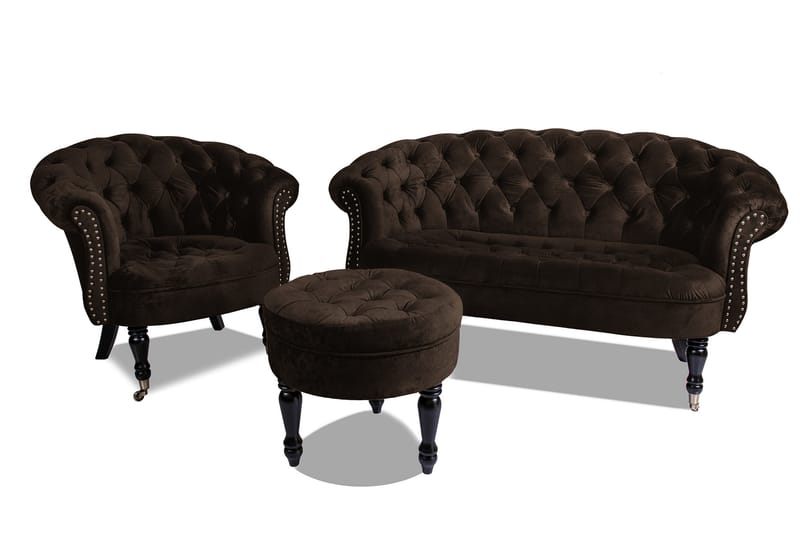 Chesterfield Ludo Fotpall 50 cm Rund Brun - Möbler - Vardagsrum - Stolar & sittmöbler - Pallar - Fotpall
