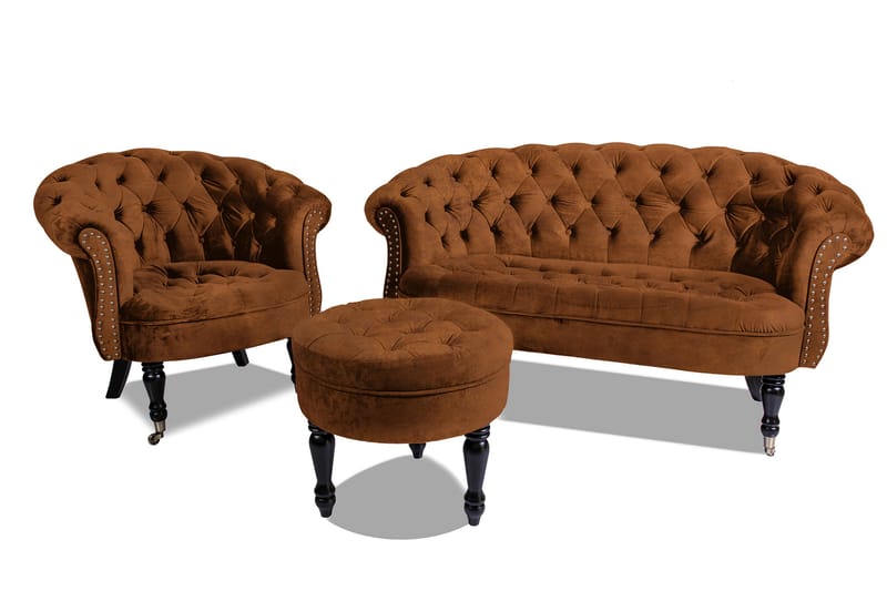 Chesterfield Ludo Fotpall 50 cm Rund Cognac - Möbler - Vardagsrum - Stolar & sittmöbler - Pallar - Fotpall