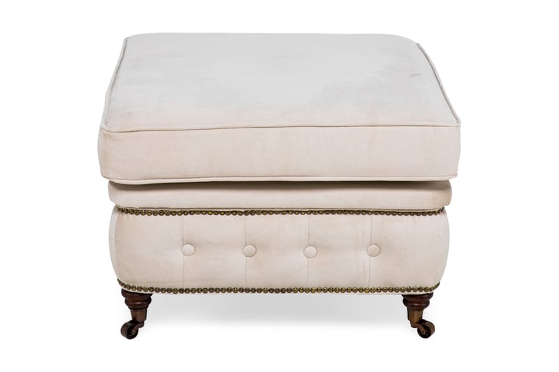 CHESTERFIELD LUX Fotpall Sammet Beige - Fotpall