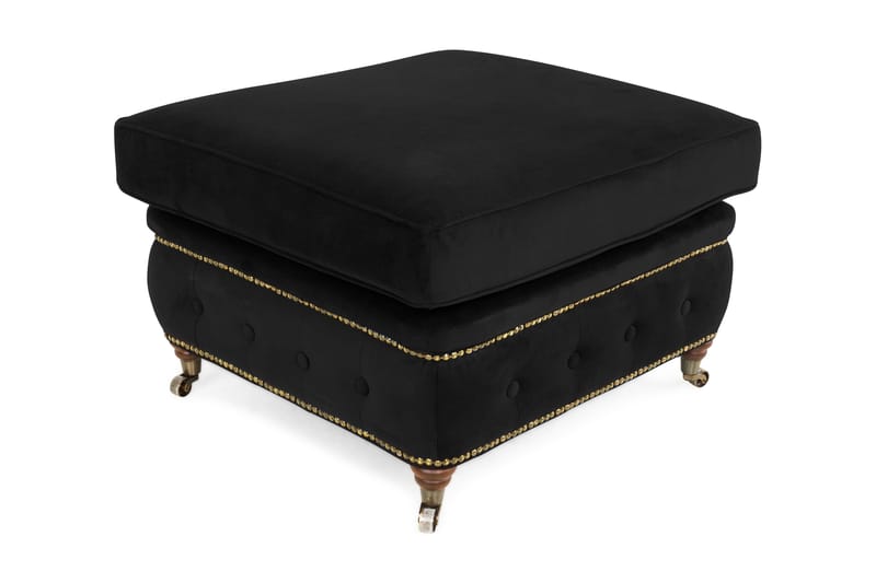 CHESTERFIELD LUX Fotpall Sammet Svart - Möbler - Vardagsrum - Stolar & sittmöbler - Pallar - Fotpall