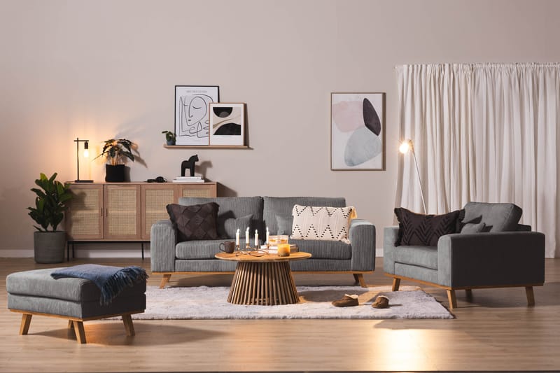 Copenhagen Fotpall Manchester - Grå - Möbler - Vardagsrum - Stolar & sittmöbler - Pallar - Fotpall