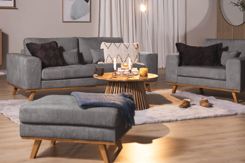 Copenhagen Fotpall Manchester - Grå - Möbler - Vardagsrum - Stolar & sittmöbler - Pallar - Fotpall