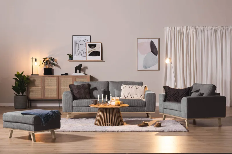 Copenhagen Fotpall Manchester - Grå - Möbler - Vardagsrum - Stolar & sittmöbler - Pallar - Fotpall