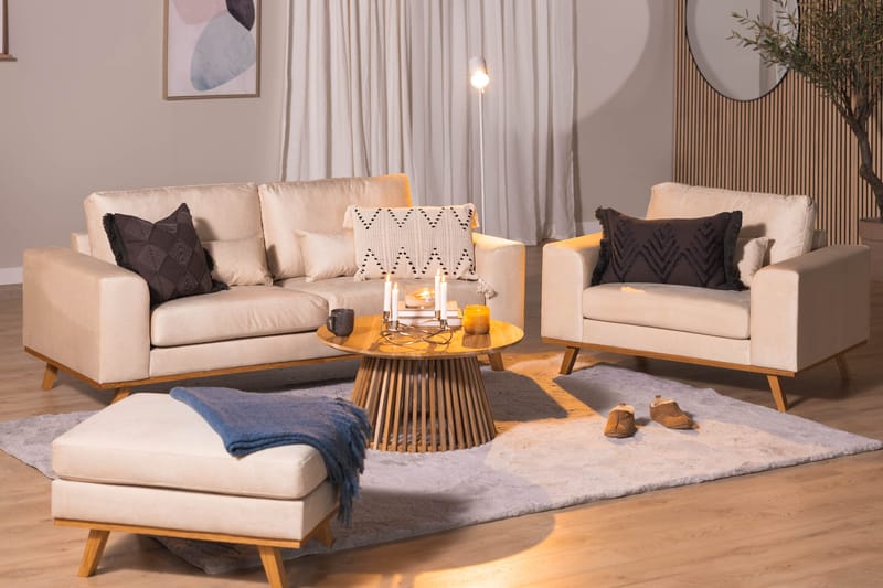 Copenhagen Fotpall Sammet - Beige - Möbler - Vardagsrum - Stolar & sittmöbler - Pallar - Fotpall