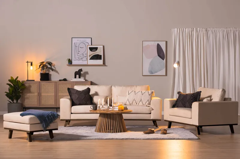 Copenhagen Fotpall Sammet - Beige - Möbler - Vardagsrum - Stolar & sittmöbler - Pallar - Fotpall