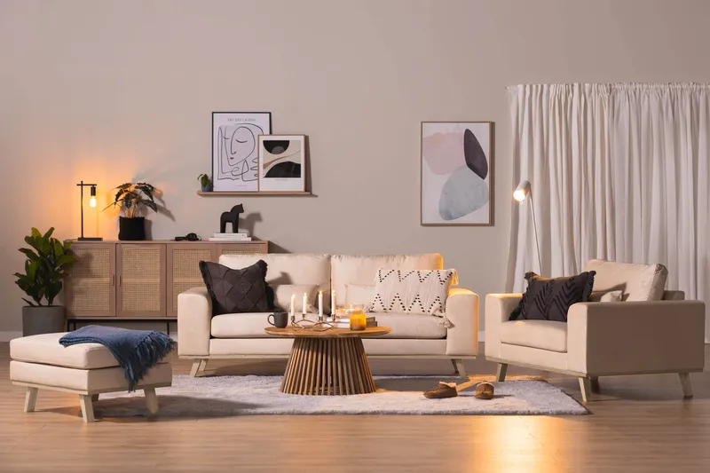 Copenhagen Fotpall Sammet - Beige - Möbler - Vardagsrum - Stolar & sittmöbler - Pallar - Fotpall