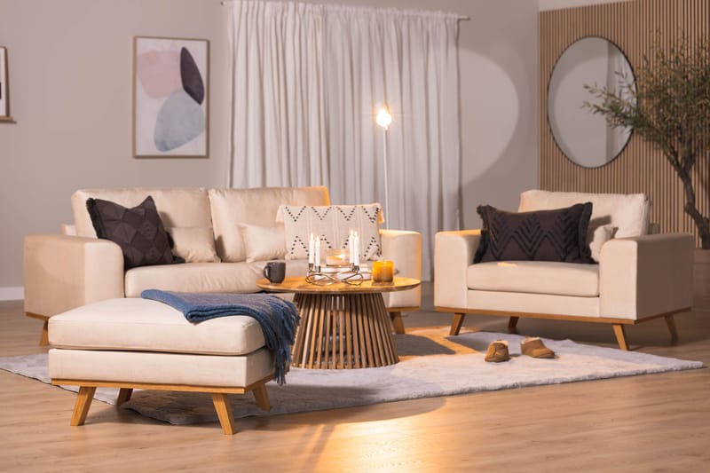 Copenhagen Fotpall Sammet - Beige - Möbler - Vardagsrum - Stolar & sittmöbler - Pallar - Fotpall