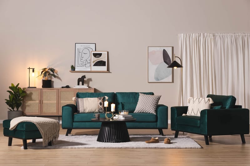 Copenhagen Fotpall Sammet - Grön - Möbler - Vardagsrum - Stolar & sittmöbler - Pallar - Fotpall