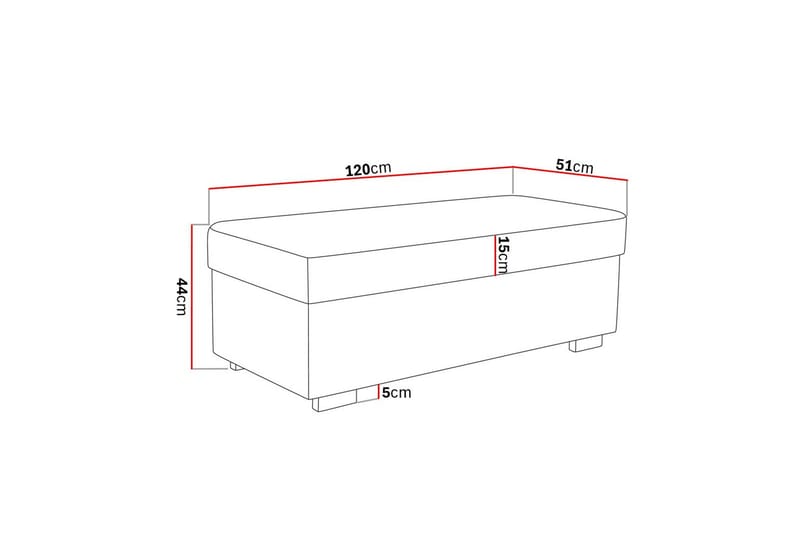 Crazy Fotpall med Förvaring 120x50 - Antracit - Möbler - Vardagsrum - Stolar & sittmöbler - Pallar - Fotpall