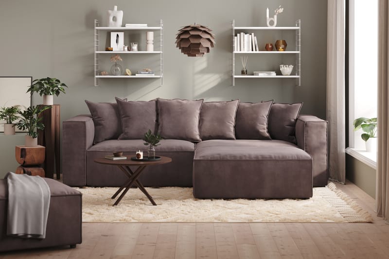 Cubo 1-sits  Rektangulär Fotpallsmodul i Sammet 120 cm bred - Mörkgrå - Möbler - Vardagsrum - Stolar & sittmöbler - Pallar - Fotpall