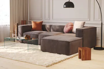 Cubo 1-sits  Rektangulär Fotpallsmodul i Sammet 120 cm bred - Mörkgrå - Möbler - Vardagsrum - Stolar & sittmöbler - Pallar - Fotpall
