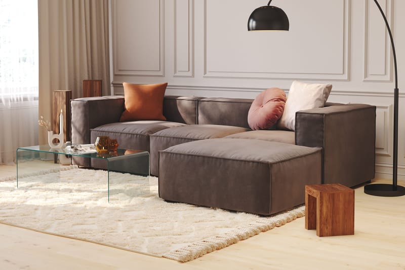 Cubo 1-sits  Rektangulär Fotpallsmodul i Sammet 120 cm bred - Mörkgrå - Möbler - Vardagsrum - Stolar & sittmöbler - Pallar - Fotpall