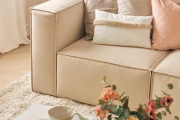 Cubo 1-sits  Rektangulär Fotpallsmodul i Tyg 80 cm bred - Beige - Möbler - Vardagsrum - Stolar & sittmöbler - Pallar - Fotpall