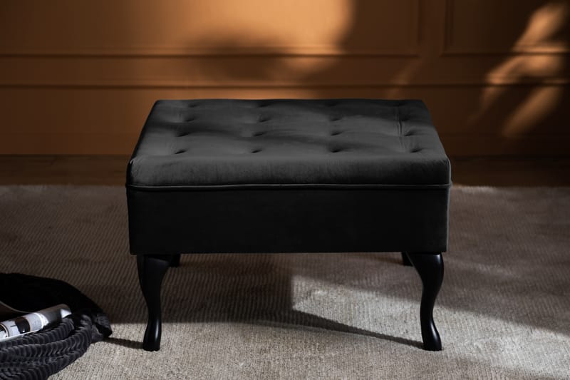 DANA Fotpall 70x70 Sammet Svart - Möbler - Vardagsrum - Stolar & sittmöbler - Pallar - Fotpall