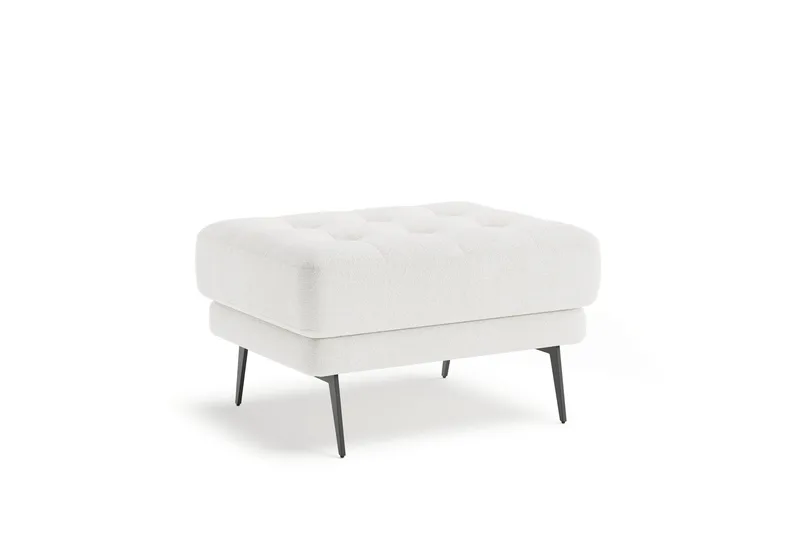 Debbi Fotpall 78 cm Rektangulär, Vit Bouclé