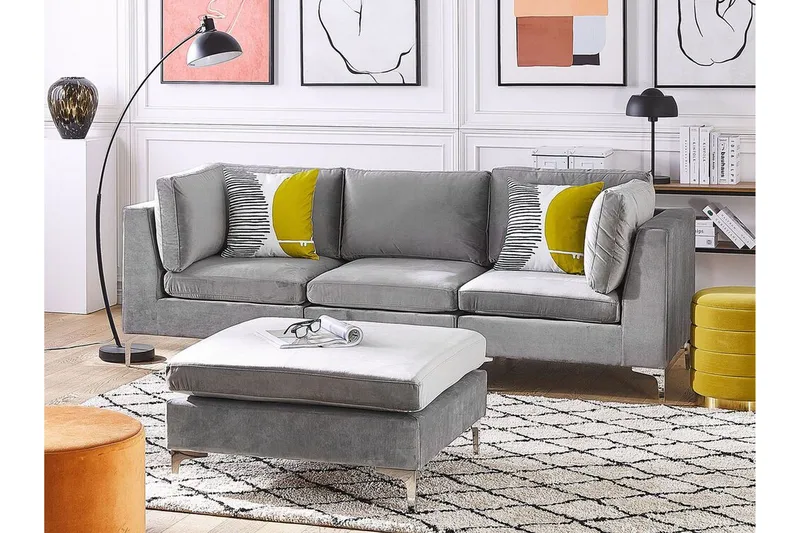 Evja Fotpall - Sammet/Grå - Möbler - Vardagsrum - Stolar & sittmöbler - Pallar - Fotpall