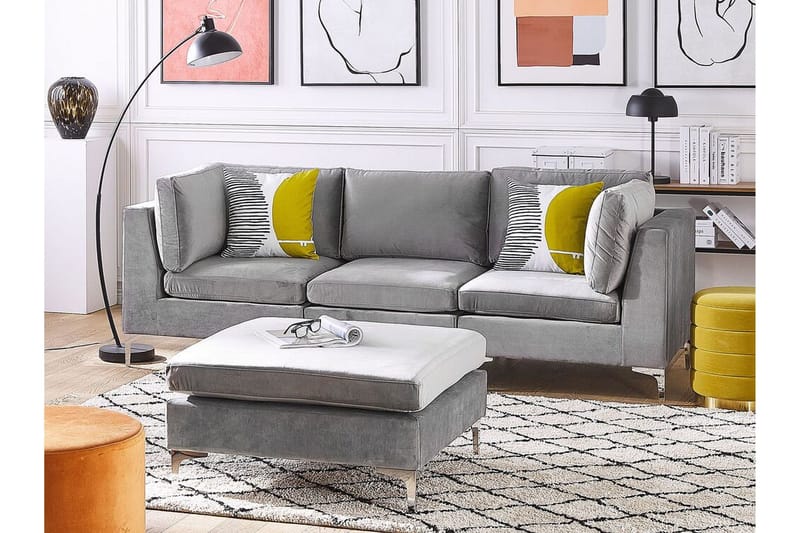 Evja Fotpall - Sammet/Grå - Möbler - Vardagsrum - Stolar & sittmöbler - Pallar - Fotpall