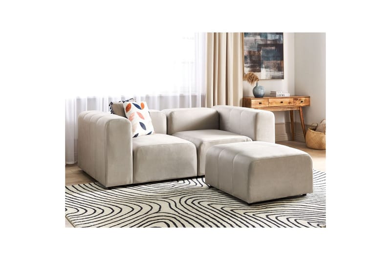 Fotpall Falsterbo Beige, Sammet - Beige, Sammet - Möbler - Vardagsrum - Stolar & sittmöbler - Pallar - Fotpall
